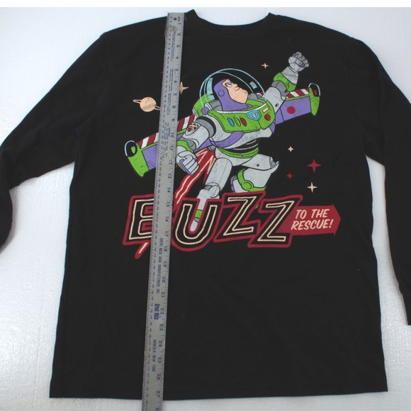Disney Pixar Toy Story Buzz Lightyear Long Sleeve T Shirt Black Size L - Picture 3 of 5